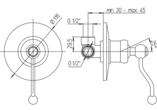 Встраиваемый смеситель для душа Paini Duomo 88PJ690 матовое золото